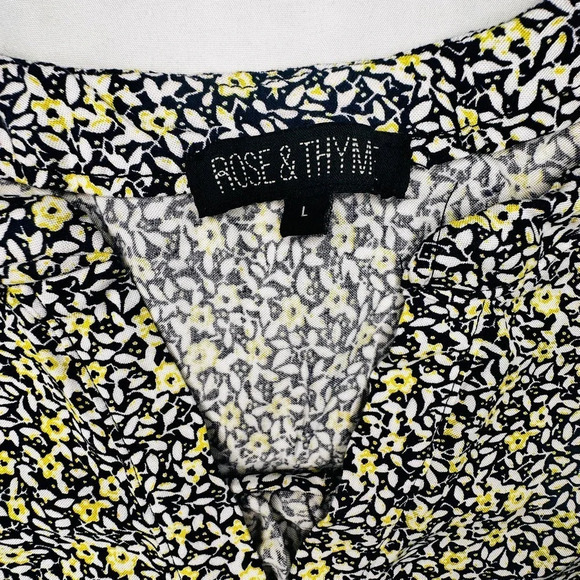 Rose and thyme blouse Women's Size‎ L Large Floral 3/4 tie sleeve - Picture 10 of 12